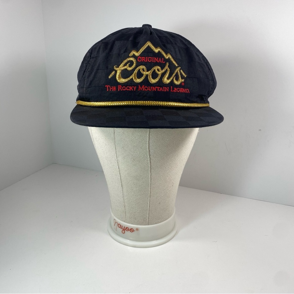 Vintage Coors The Original Rocky Mountain Legend Strap back Black Hat Cap Gold